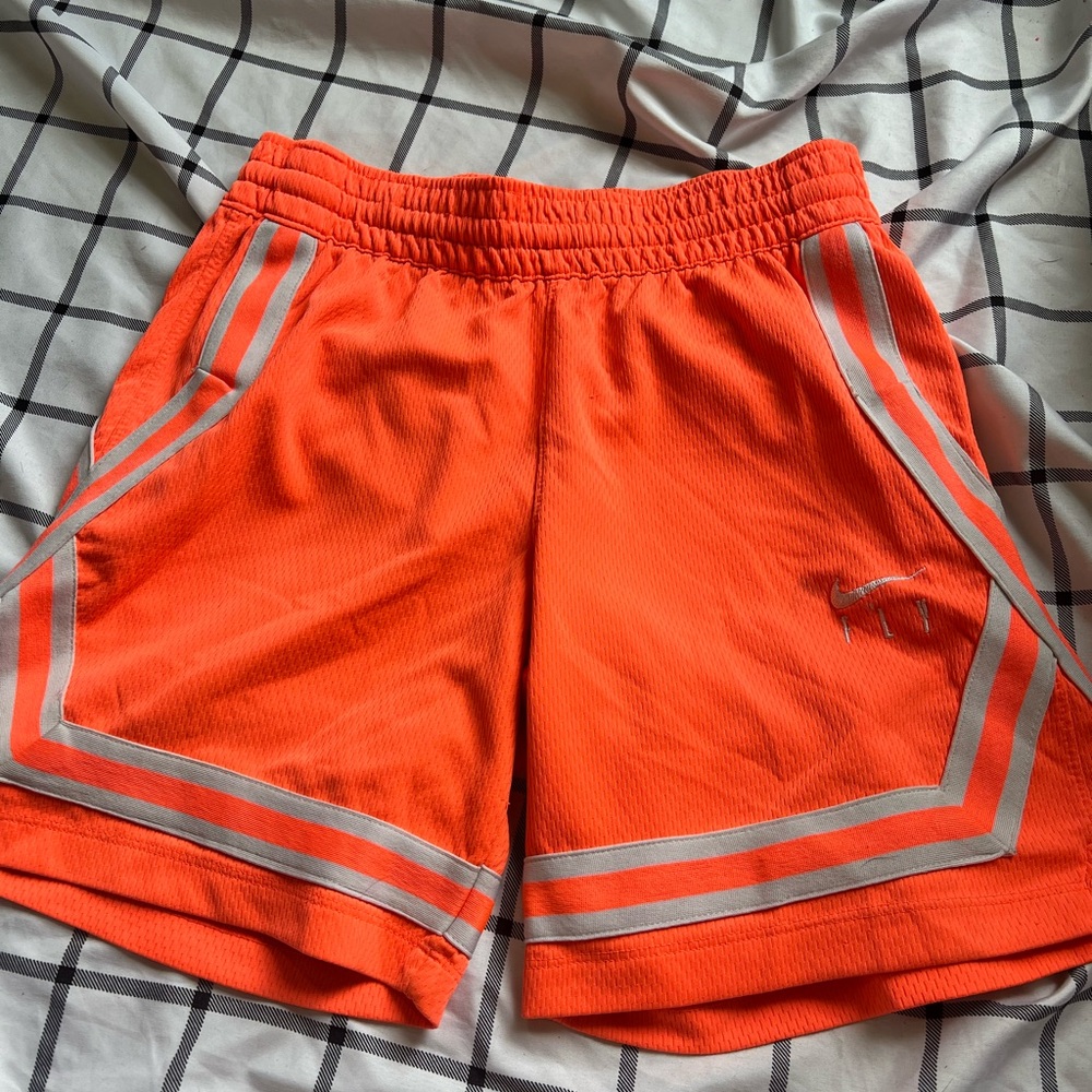 Nike Orange Athletic Running Shorts Reflective Stripes